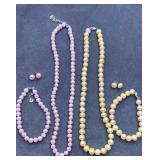 Pearl sets. Necklace bracelet & stud earrings.
