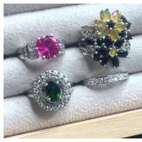 925 silver ring collection.  Size 5. 15.5g