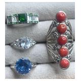 925 silver ring collection. Size 5. 22.1g