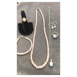 925 Chain, Ring & Earrings blue Stone 18.8gr &