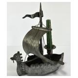 Viking Longship Metal Candle Holder