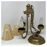 Vintage Three-Light Brass 30ï¿½ Hanging Chandelier