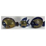 Brass & Enamel Fish Sculptures