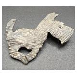 Sterling Silver Scottie Dog Brooch Vintage Pin