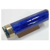 Art Glass Kaleidoscope On Stand 11in Blue Slag