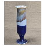 Tall Blue Drip Glaze Pottery Vase