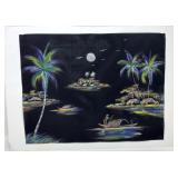 Vintage Tropical Night Textile Art