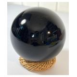 Black Obsidian Polished Volcanic Glass Sphere
