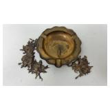Vintage 5ï¿½ Brass Ashtray & Metal Art Lot