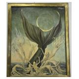 Whale Tale Framed Oil Painting
