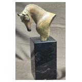 Contemporary cast metal horse bust sculpture