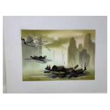 Signed Asian Fishing Village Artwork