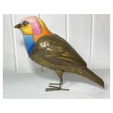 Mario Gonzalez Signed Enamel Brass Bird Sculpture