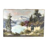 Vintage Landscape Oil On Canvas Painting