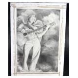 Susan Teague Signed Guitar Angel Drawing