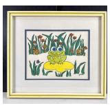 Retro Cartoon Frog Illustration On Paper