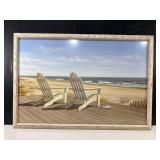 Coastal Beach Chairs Print by Pollera