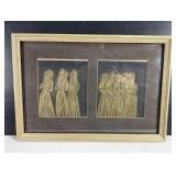 Framed Rubbing Figural Art Pair