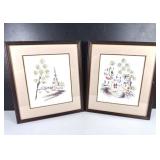 Framed Paris Scene Watercolor Prints Pair