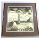 Golden Gate Bridge Optical Foil Framed Art
