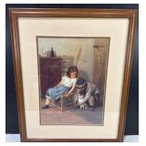 Children With Cat Framed Print