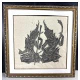 Framed Thai Figural Rubbing