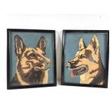 German Shepherd Dog Paintings Pair