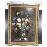 Ornate Framed Spring Flowers Oil On Canvas