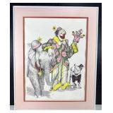 Circus Clown Elephant Art Print Artist's Proof