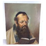 Signed Rabbi Portrait Oil Painting