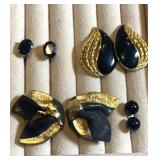 Black & Gold Tone Pierced Earrings