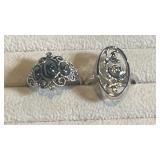 Vtg. Avon Black Cabochon & Rose Rings 1970