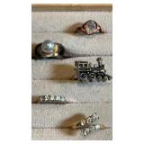 Rings size 5.5/6.  Rhinestone band is 14kT GE.