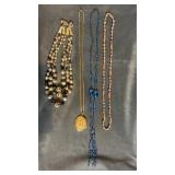 Vintage Japan beaded multi strand necklace, 16" ,