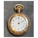 Antique 10K Gold Plated Ladies Pocket Watch