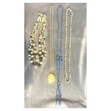 Vintage Japan beaded multi strand necklace, 16" ,