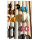Colorful hoop earrings, pierced