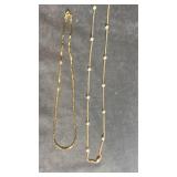 Gold Tone 16" chain & 28" gold ton/ pearl necklace