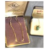 Genuine Jade 10KT gold filled 16" necklace and