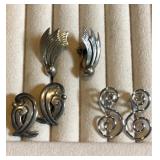 925 silver screw back earrings w/ other non