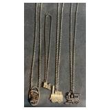 Collection of chain necklaces w/ train pendants