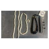 Puka shell necklaces with pair of drop earrings