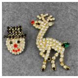 Rhinestone Christmas pins