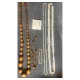Necklace, earrings, bracelets sets. 28". Multi