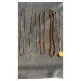 Necklace collection, 16" chains. Gemini charm on