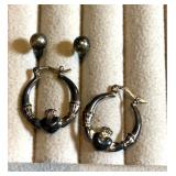 925 silver Celtic hoops and pair of studs.  2.9g
