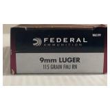 50 rds Federal 9 mm Luger 115gr
