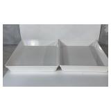 2 15x10" White Plastic Trays T-1202