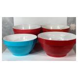 10-11x10-11" 4 Melamine multi-colored mixing bowls
