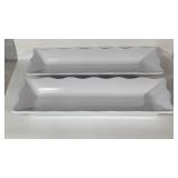 2 17x6.5" White Scalloped Serving Platter
